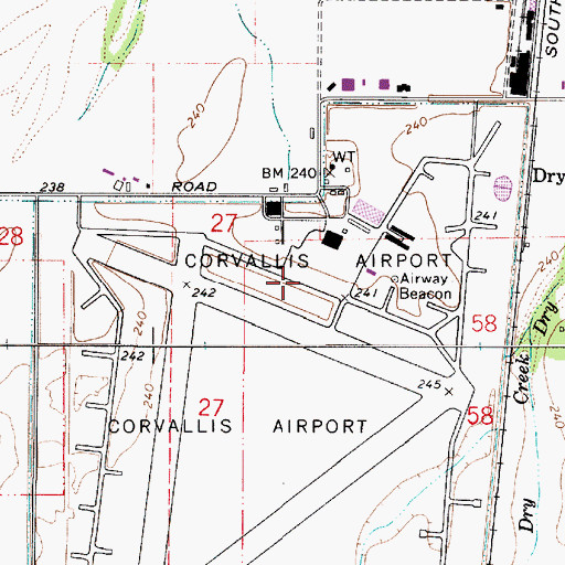 Topographic Map of Corvallis Municipal Airport, OR