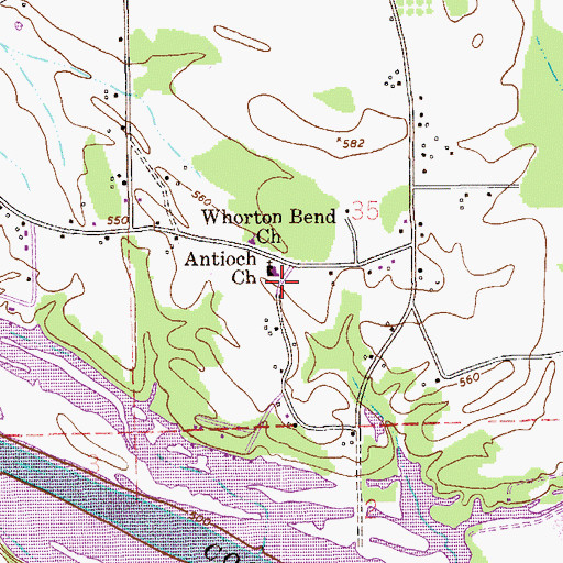 Topographic Map of Whorton Bend Baptist Church, AL