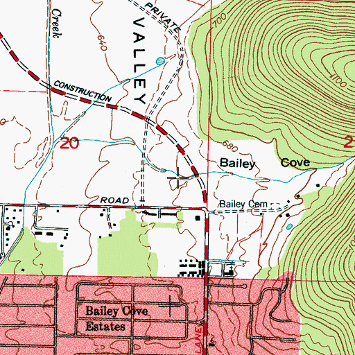 Topographic Map of Bailey Cove, AL