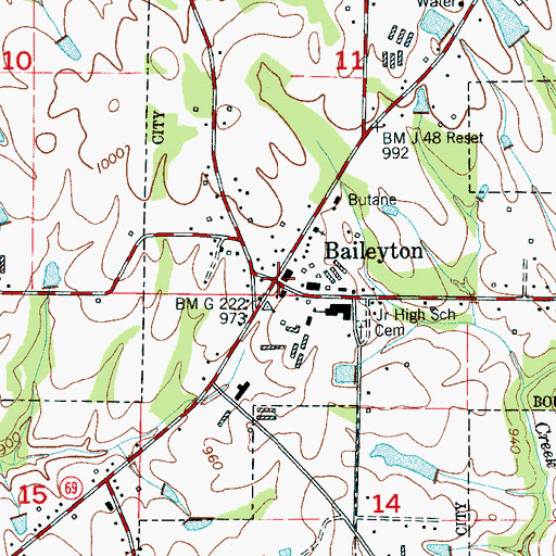 Topographic Map of Baileyton, AL