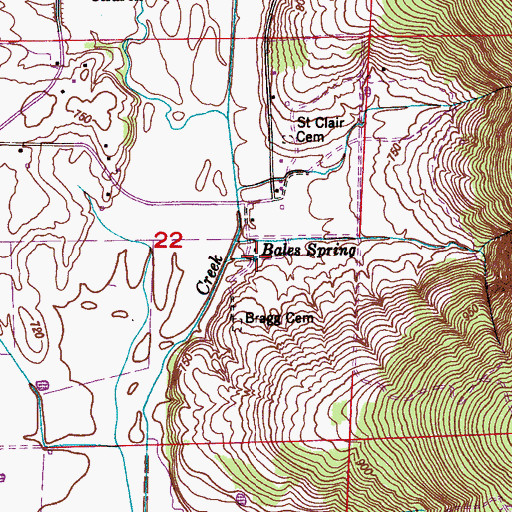 Topographic Map of Bales Spring, AL