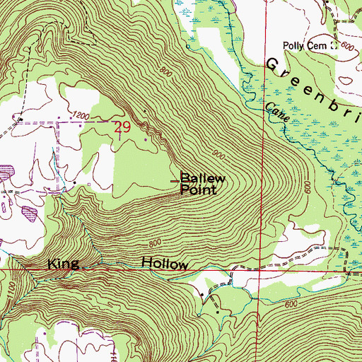 Topographic Map of Ballew Point, AL