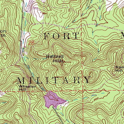 Topographic Map of Baltzell Mountains, AL