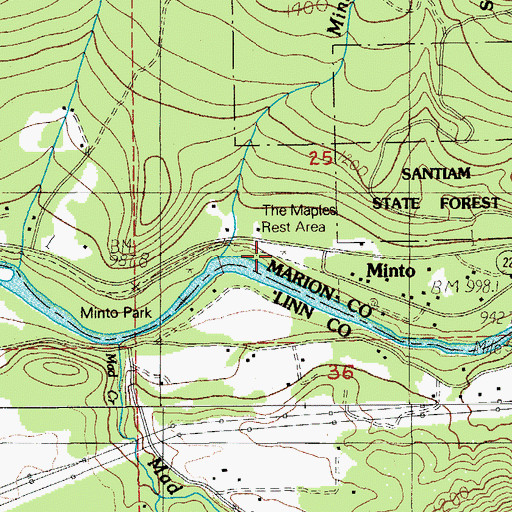 Topographic Map of The Maples Safety Rest Area, OR