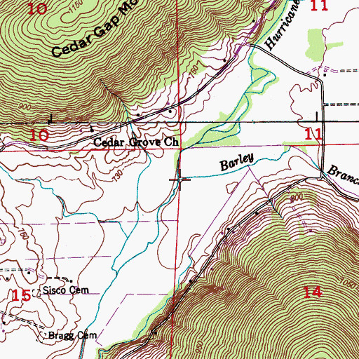 Topographic Map of Barley Branch, AL