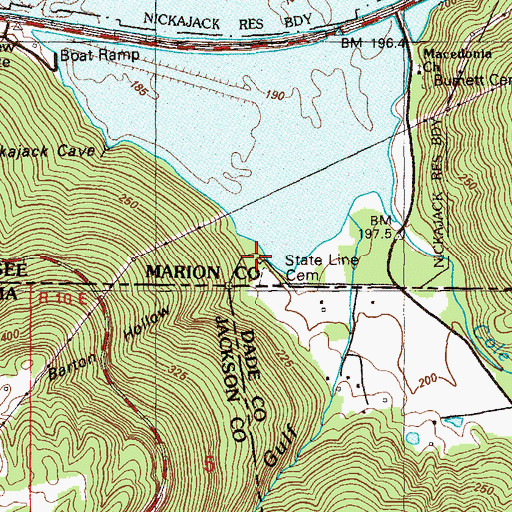 Topographic Map of Barton Hollow, TN