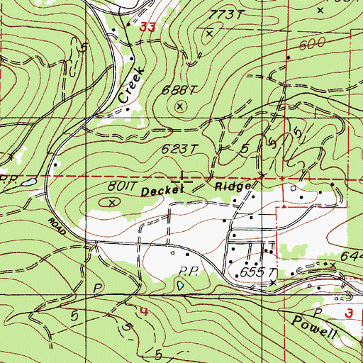 Topographic Map of Decker Ridge, OR
