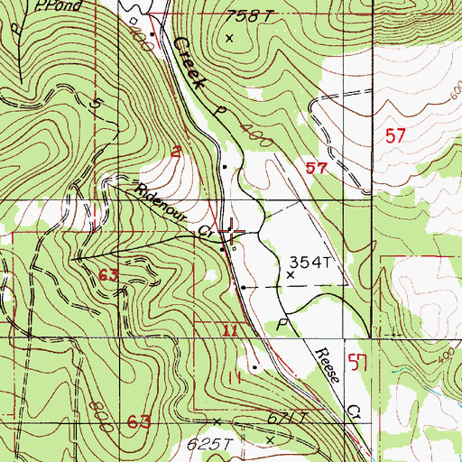 Topographic Map of Ridenour Creek, OR