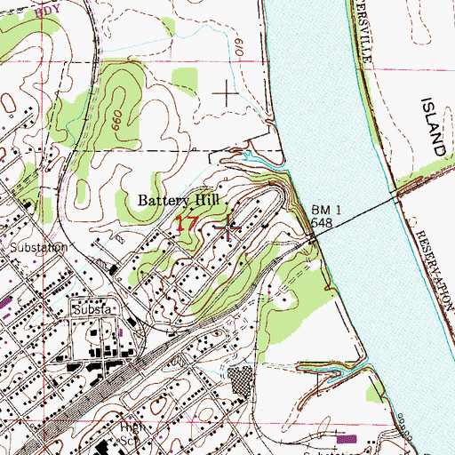 Topographic Map of Battery Hill, AL
