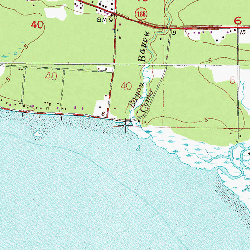 Topographic Map of Bayou Como, AL