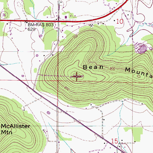 Topographic Map of Bean Mountain, AL
