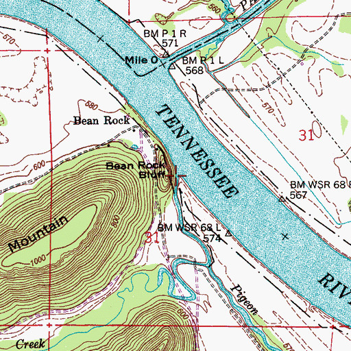 Topographic Map of Bean Rock Creek, AL