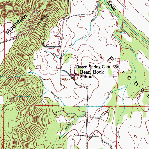 Topographic Map of Bean Rock School, AL