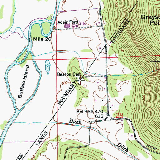 Topographic Map of Beason Cemetery, AL