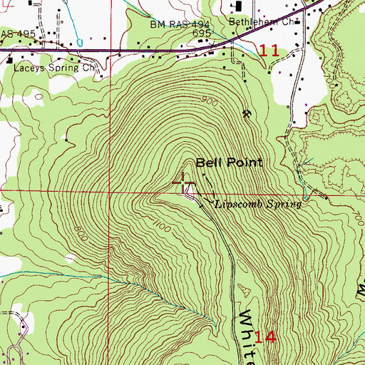 Topographic Map of Bell Point, AL