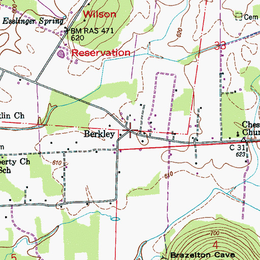Topographic Map of Berkley, AL