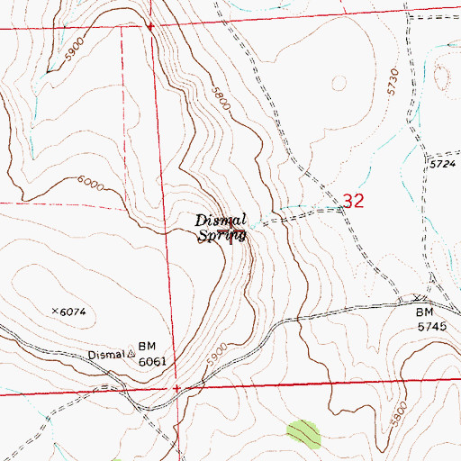Topographic Map of Dismal Spring, OR