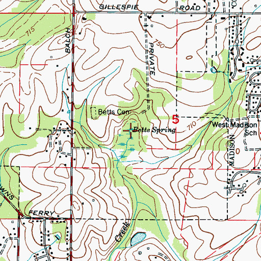 Topographic Map of Betts Spring, AL