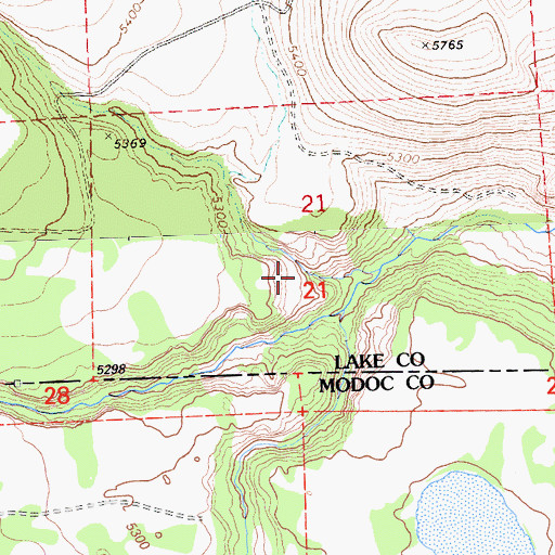 Topographic Map of Fifteenmile Creek, OR