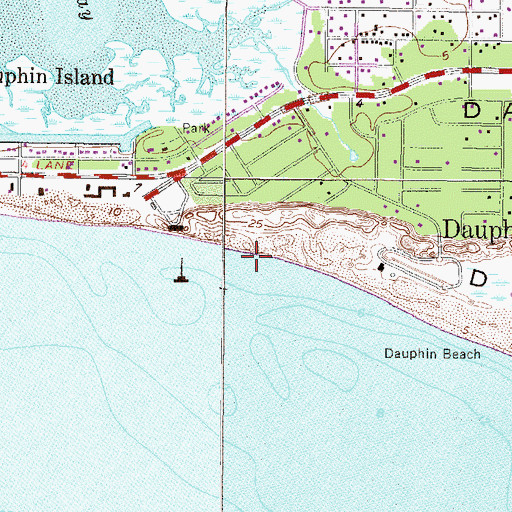 Topographic Map of Bienville Beach, AL