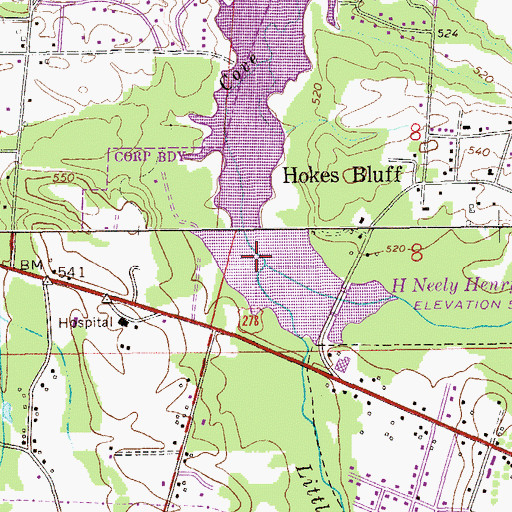 Topographic Map of Big Cove Creek, AL