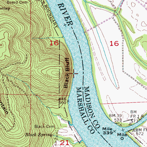 Topographic Map of Black Bluff, AL