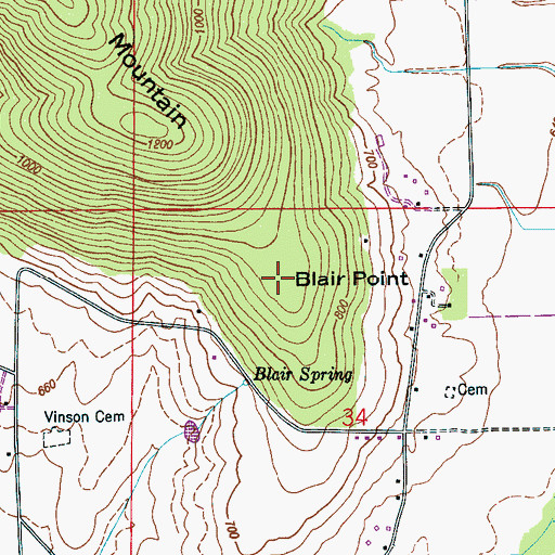 Topographic Map of Blair Point, AL