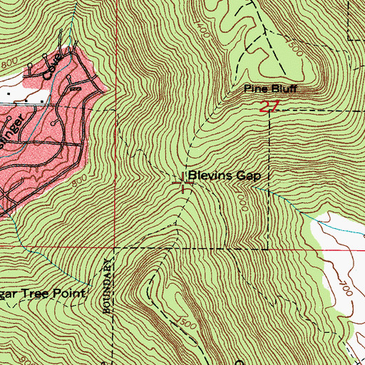 Topographic Map of Blevins Gap, AL