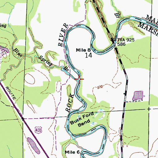 Topographic Map of Blue Spring Branch, AL