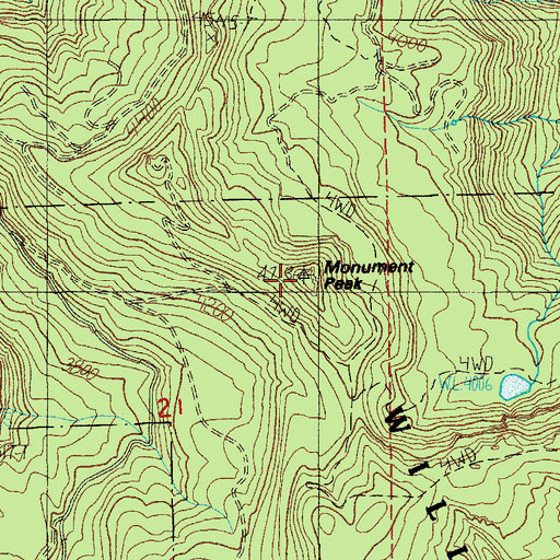 Topographic Map of Monument Peak, OR