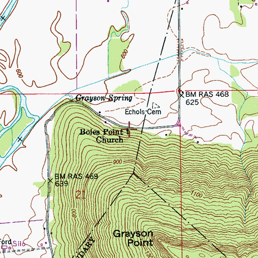 Topographic Map of Boles Point Church, AL