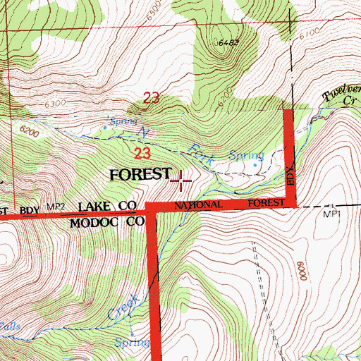Topographic Map of North Fork Twelvemile Creek, OR