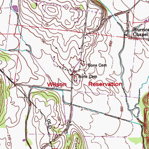 Topographic Map of Bone Cemetery, AL