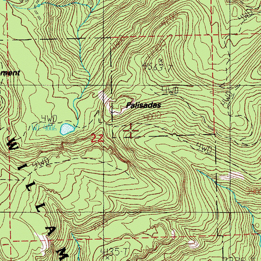 Topographic Map of Palisades, OR