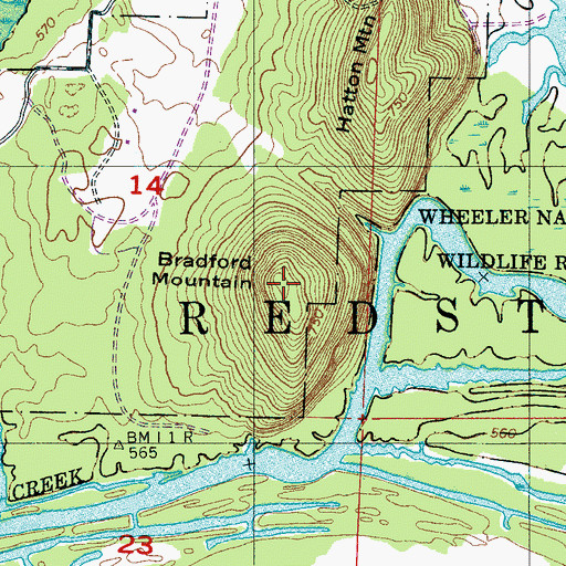 Topographic Map of Bradford Mountain, AL