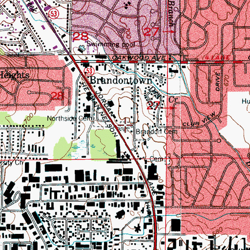 Topographic Map of Brandon Cemetery, AL