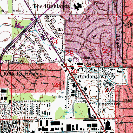Topographic Map of Brandontown, AL