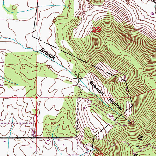Topographic Map of Branon Hollow, AL