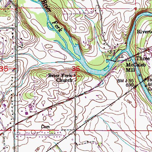 Topographic Map of Brier Fork Church, AL