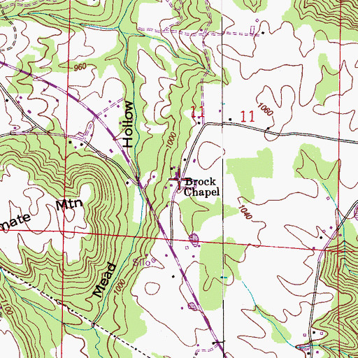 Topographic Map of Brock Chapel, AL