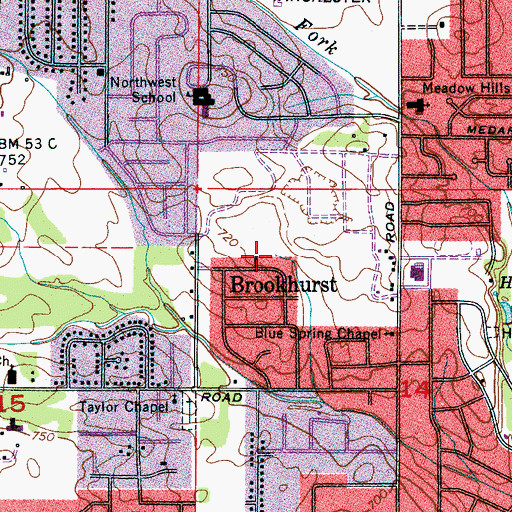 Topographic Map of Brookhurst, AL