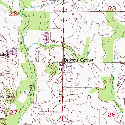 Topographic Map of Browns Corner, AL