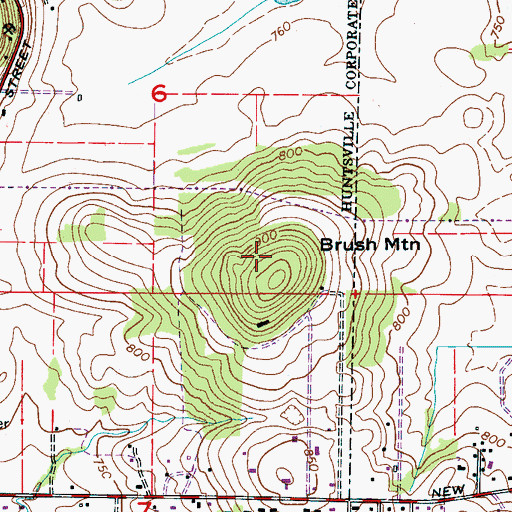 Topographic Map of Brush Mountain, AL