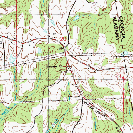 Topographic Map of Bryant Church, AL