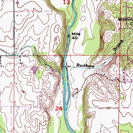Topographic Map of Buckhorn Branch, AL