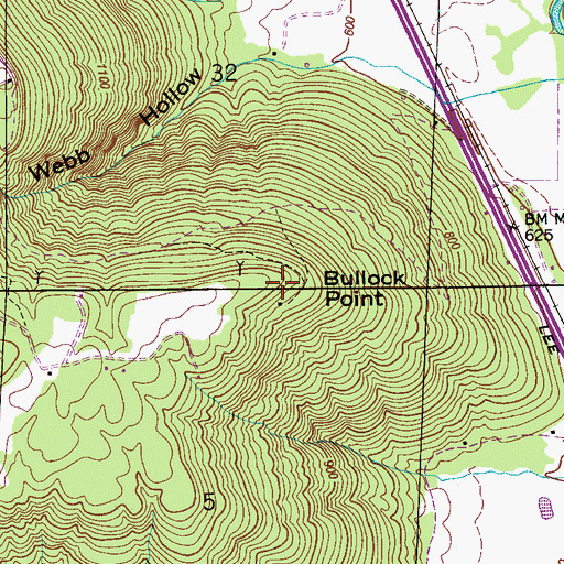 Topographic Map of Bullock Point, AL