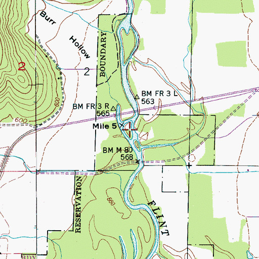 Topographic Map of Burr Hollow, AL