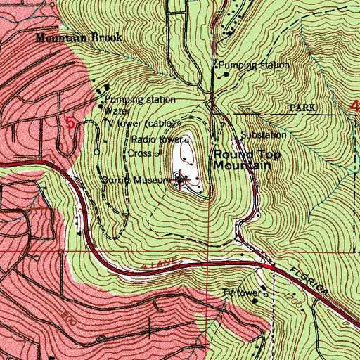 Topographic Map of Burritt Museum, AL