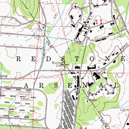 Topographic Map of Burton Cemetery, AL