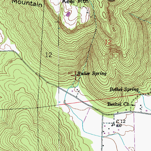 Topographic Map of Butler Spring, AL